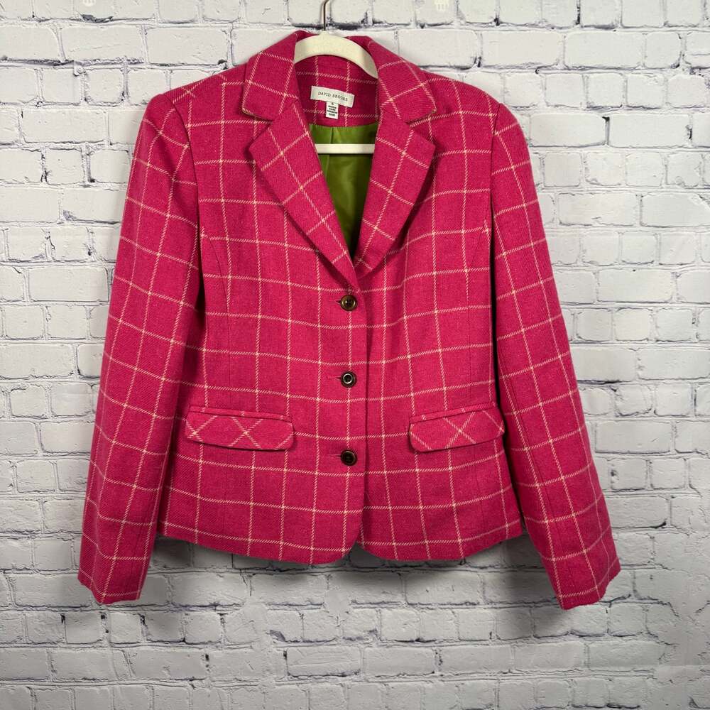 Vintage David Brooks Women's Plaid Wool Blazer Jacket, Size 6